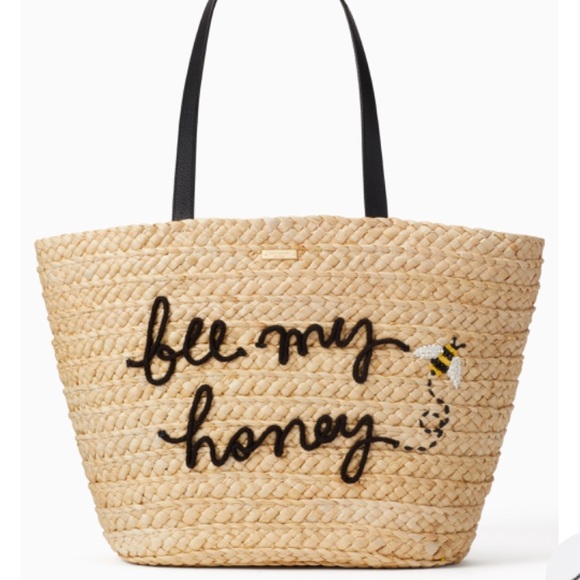 NWT Kate Spade Picnic Perfect Straw Bee Tote Bag - Picture 2 of 8